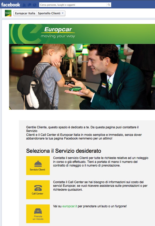 Europcar AppFacebook